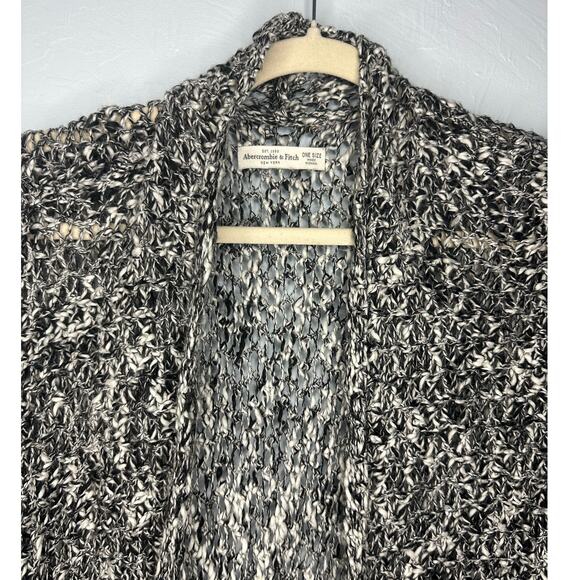 Abercrombie & Fitch Loose Knit Open Cardigan One-Size Black White Short Sleeve - Picture 2 of 6